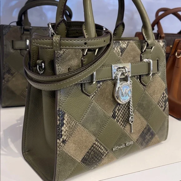 MICHAEL KORS Hamilton Small Patchwork Satchel Crossbody Bag
Olive 
NWT - Picture 3 of 16